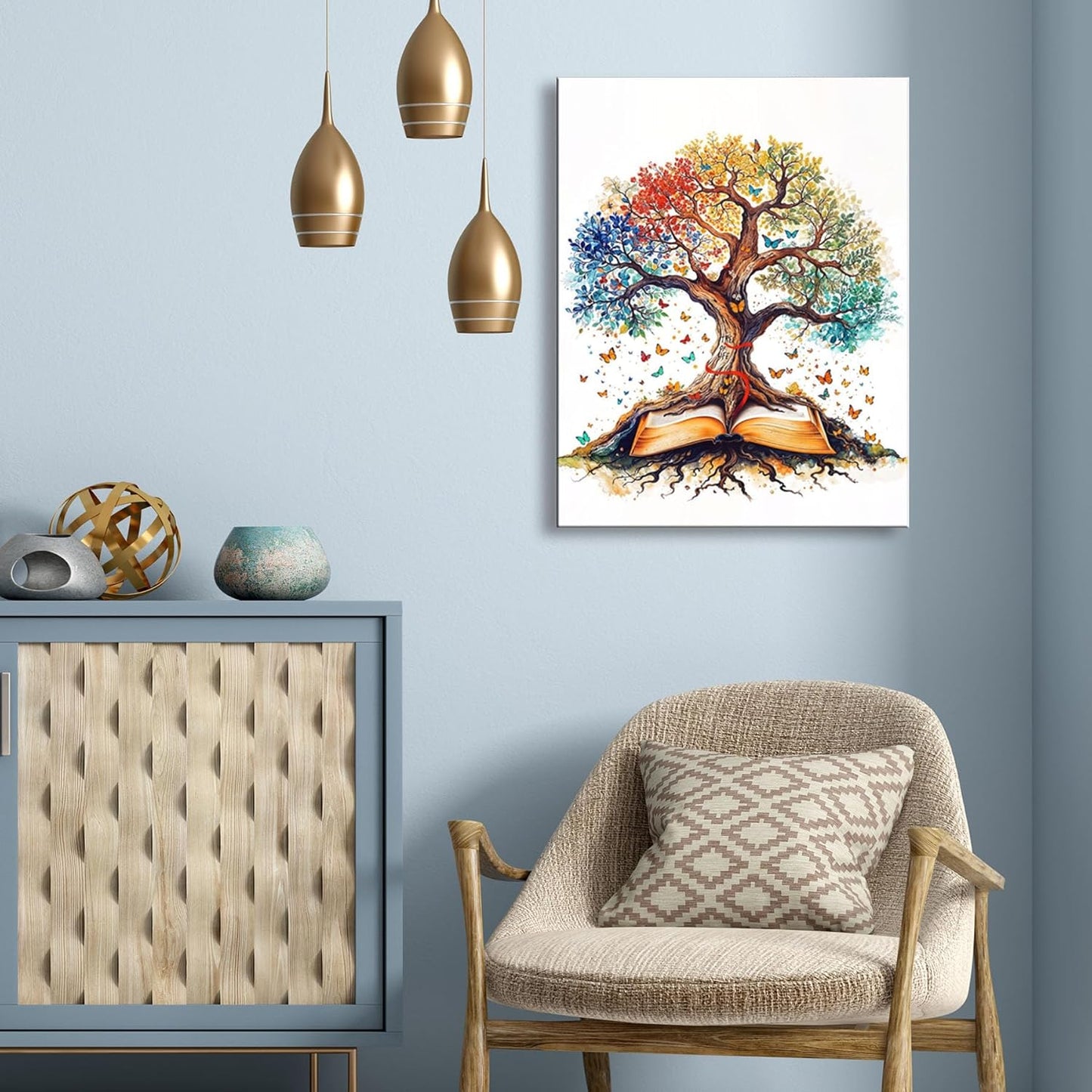 Tree of Life Wall Art - The Bible Religious Canvas Painting, christian gifts for women Christmas wall decorations, Wall pictures for Living Room, Bedroom, Office,baptism,home decor,A-427