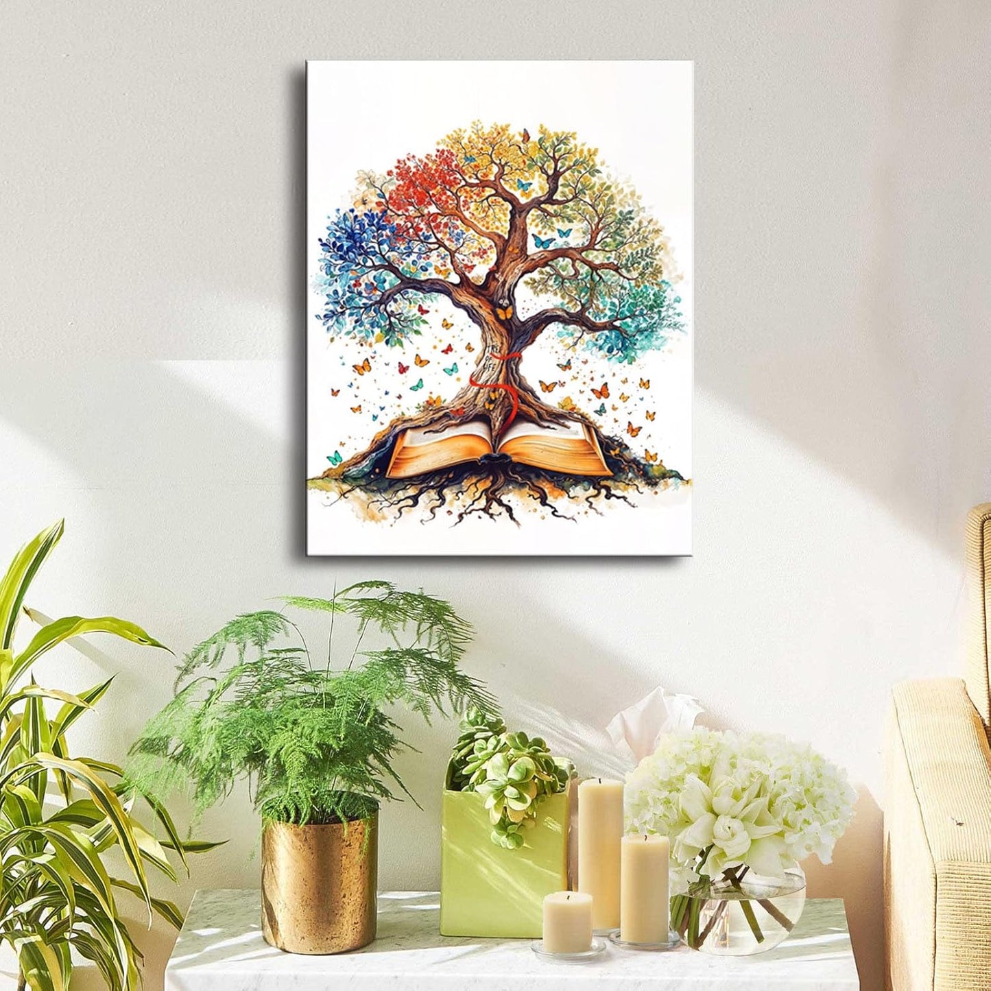 Tree of Life Wall Art - The Bible Religious Canvas Painting, christian gifts for women Christmas wall decorations, Wall pictures for Living Room, Bedroom, Office,baptism,home decor,A-427